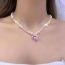 Fashion C Type Pearl Chain Alloy Geometric Beaded Strawberry Necklace With Diamonds