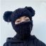 Fashion Black Kulomi Knitted Cartoon Flip Face Mask Beanie