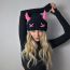 Fashion Red Sided Devil Knitted Cartoon Flip Face Mask Beanie