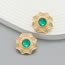 Fashion Green Alloy Set Resin Round Stud Earrings