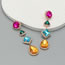 Fashion Silver Alloy Diamond Square Drop Earrings
