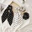 Fashion Polka Dot Black Ribbon Fabric Polka Dot Streamer Pleated Scrunchie