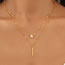 Fashion Gold Alloy Diamond Drop Shape Double Layer Necklace