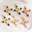 Fashion White Copper Paved Zirconia Pearl Cross Pendant Accessory
