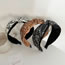 Fashion Beige Printed Crossover Headband Fabric-print Knotted Wide-brimmed Headband