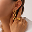 Fashion Gold Titanium Steel Hollow Circle Earrings