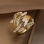 Fashion White Diamond Gold-plated Copper Inlaid Zirconia Irregular Geometric Open Ring