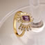 Fashion 2# Gold-plated Copper Inlaid Zirconia Irregular Geometric Open Ring