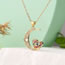 Fashion 2# Gold Plated Copper Moon Heart Necklace With Zirconia