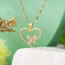 Fashion 1# Gold-plated Copper Inlaid Zirconia Heart Butterfly Necklace
