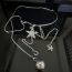 Fashion Silver Titanium Steel Diamond Pentagram Necklace