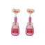 Fashion Red Alloy Diamond And Pearl Bow Bottle Earrings