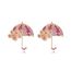 Fashion Purple Alloy Diamond Umbrella Stud Earrings