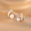 Fashion Gold Metal Rhinestone Twisted Pearl Stud Earrings