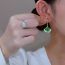 Fashion Green Metal Diamond Cat-eye Ginkgo Leaf Hoop Earrings