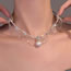 Fashion Silver Rhinestone Pearl Tassel Layered Necklace