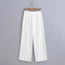 Fashion White High Waist Linen Suit Pants