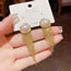 Gold White Pearl Geometric Tassel Round Pearl Drop Earrings