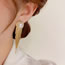 Gold White Pearl Geometric Tassel Round Pearl Drop Earrings