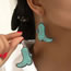 Silver Alloy Turquoise Cowboy Boot Earrings