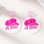 Pink Acrylic Cowboy Hat Round Earrings