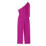 Fashion Rose Purple Polyester One-shoulder Jumpsuit
