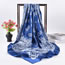 Fashion Blue Satin Printed Long Silk Scarf