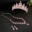 Fashion Gold Blue Crown + Necklace Earrings Alloy Diamond Crown Geometric Earrings Necklace Three-piece Set