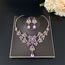 Fashion 2 Silver Purple Ear Pin Styles Alloy Diamond Geometric Earrings Necklace Set