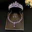 Fashion Golden Purple Crown + Necklace Earrings Alloy Diamond Crown Geometric Earrings Necklace Three-piece Set
