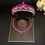Fashion Golden Purple Crown + Necklace Earrings Alloy Diamond Crown Geometric Earrings Necklace Three-piece Set