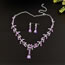 Fashion Silver Purple Earring Style Alloy Diamond Geometric Earrings Necklace Set