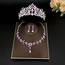 Fashion Gold Purple Crown + Leaves Necklace Earrings Alloy Diamond Crown Geometric Earrings Necklace Three-piece Set