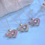 Fashion Pink Alloy Diamond Heart Butterfly Necklace