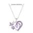 Fashion Purple Alloy Diamond Heart Butterfly Necklace