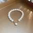 Fashion 20# Bracelet - Silver Double Layer Alloy Pearl Beaded Bracelet