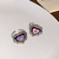 Fashion Ring-purple Heart Alloy Diamond Heart Open Ring