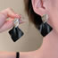 Fashion Black Alloy Ruffle Geometric Stud Earrings