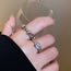 Fashion Ring - Silver Heart Alloy Diamond Geometric Open Ring