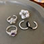 Fashion Ring - Silver Flower Alloy Diamond Flower Open Ring