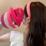 Fashion Headband - Light Pink Fabric Glossy Wide Brim Headband