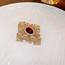 Fashion Brooch - Gold Alloy And Pearl Round Brooch