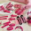 Fashion 25#spring Clip-black-pink Letter Bow Alloy Letter Bow Hair Clip