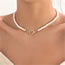 Fashion 17# Geometric Pearl Curved Necklace
