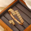 Fashion Set 1 Zirconia Geometric Cuff Bracelet Ring Set In Copper