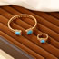 Fashion Set 086-5 Gold Plated Copper Set Square Zirconia Open Ring Bracelet Set