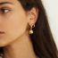 Fashion 4# Stainless Steel Gold Ball Hoop Earrings