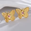 Fashion Gold Titanium Steel Diamond Butterfly Stud Earrings