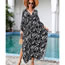 Fashion 2# Cotton Printed V-neck Beach Dress
