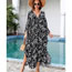 Fashion 6# Cotton Printed V-neck Beach Dress